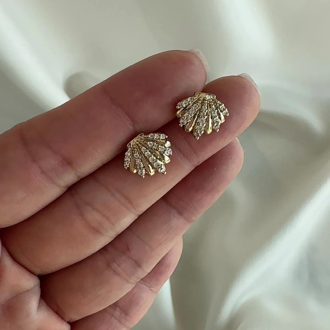 14K Gold Plated Coquille Shell Studs