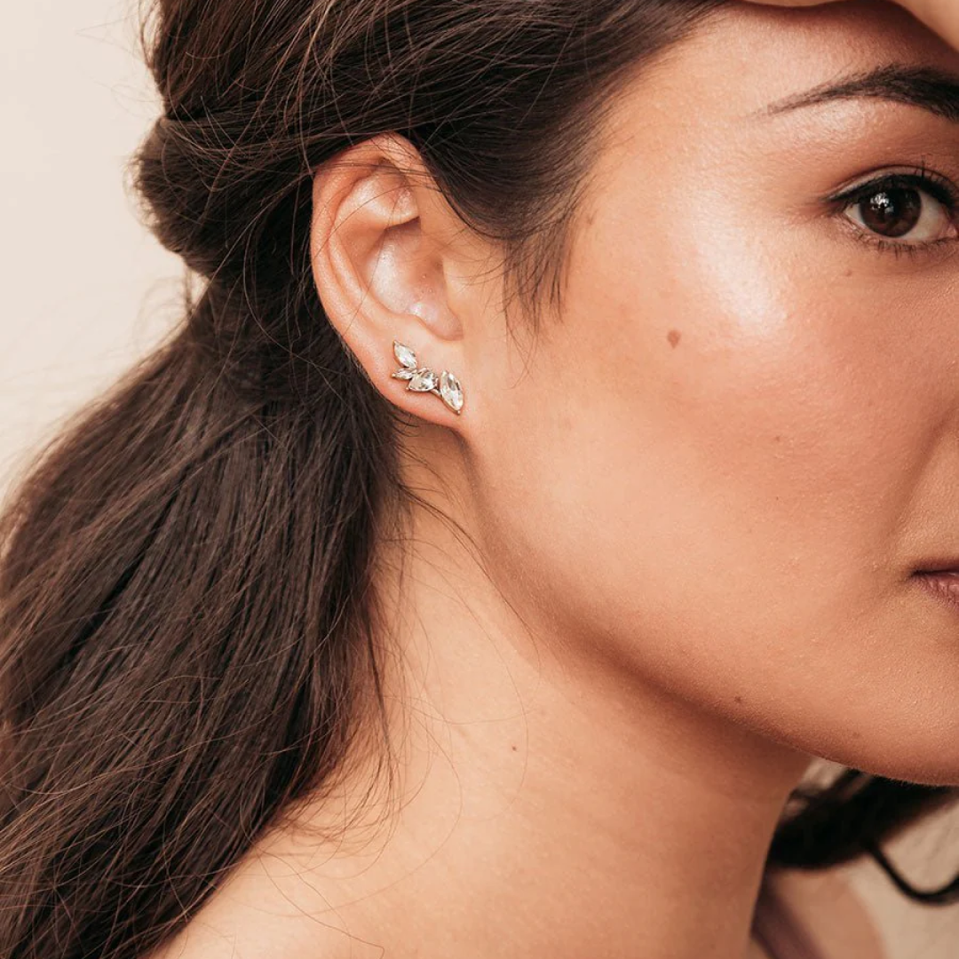 14K Gold Plated Sydney CZ Climber Studs