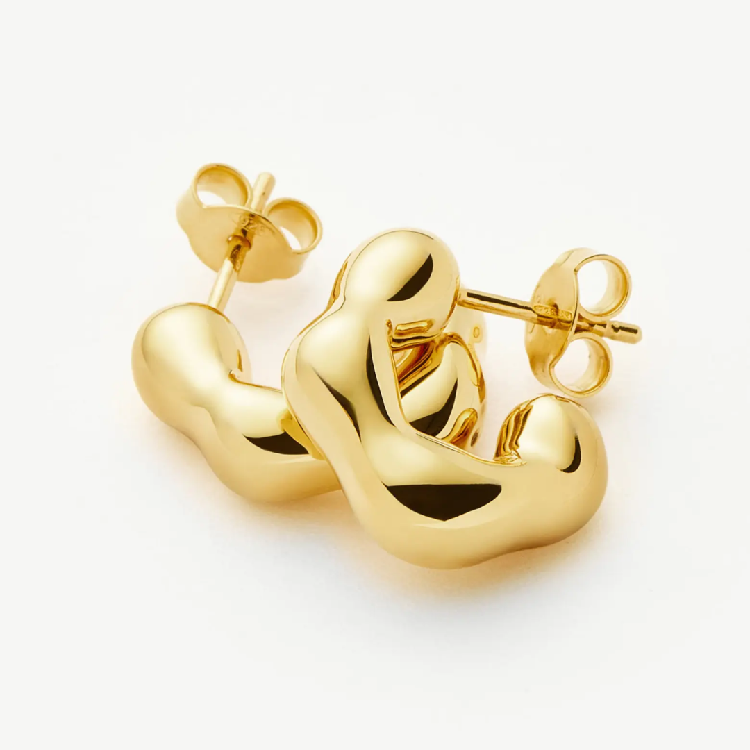 14k Gold Plated Puffy Hoop Earrings