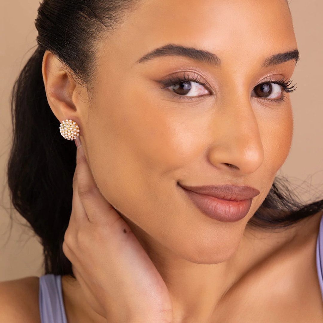 Domed Pearl Pave Studs
