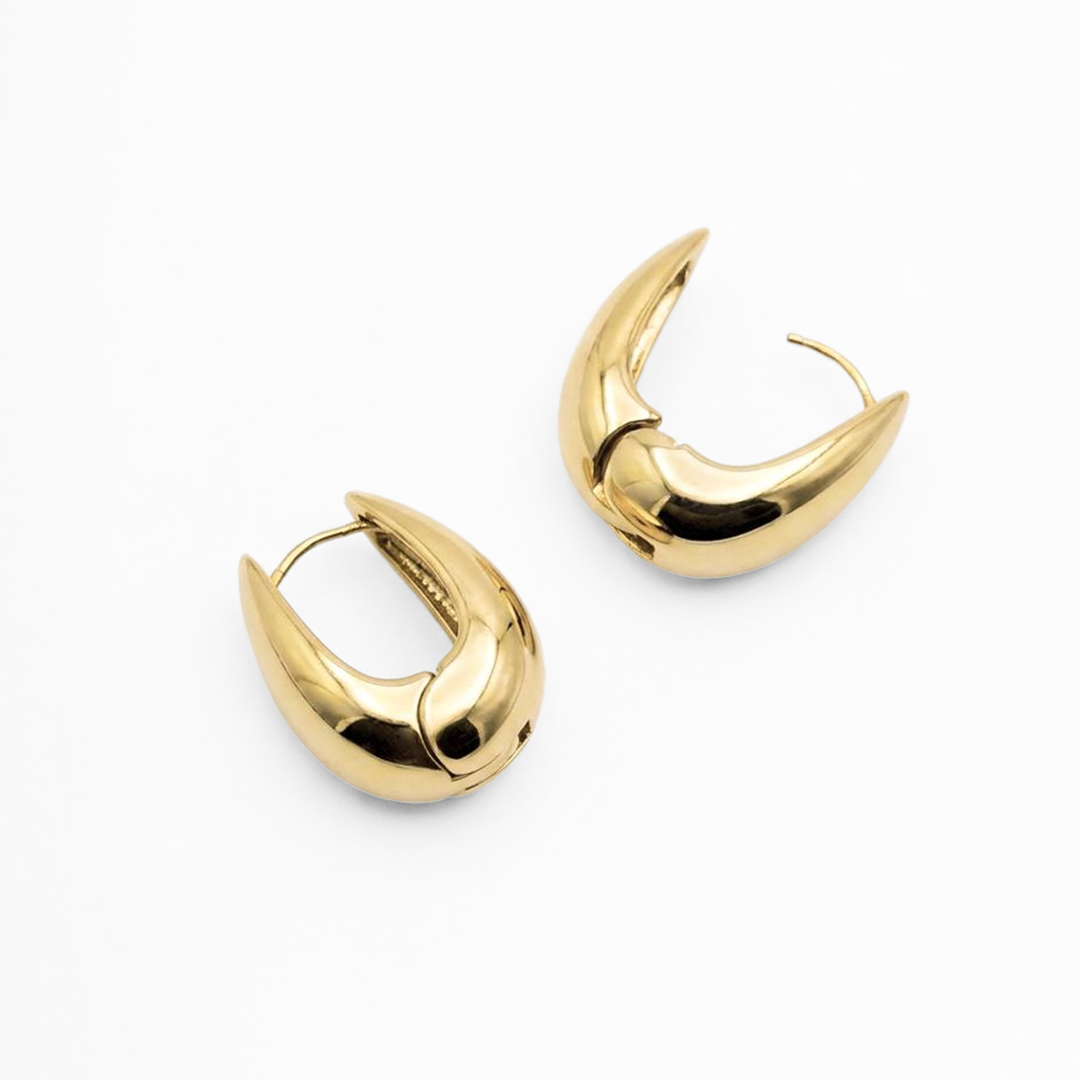 14K Gold Plated Puffy U-Shaped Hoops