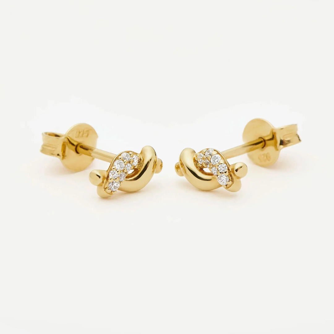 18K Gold Molten Snow Stud Earrings