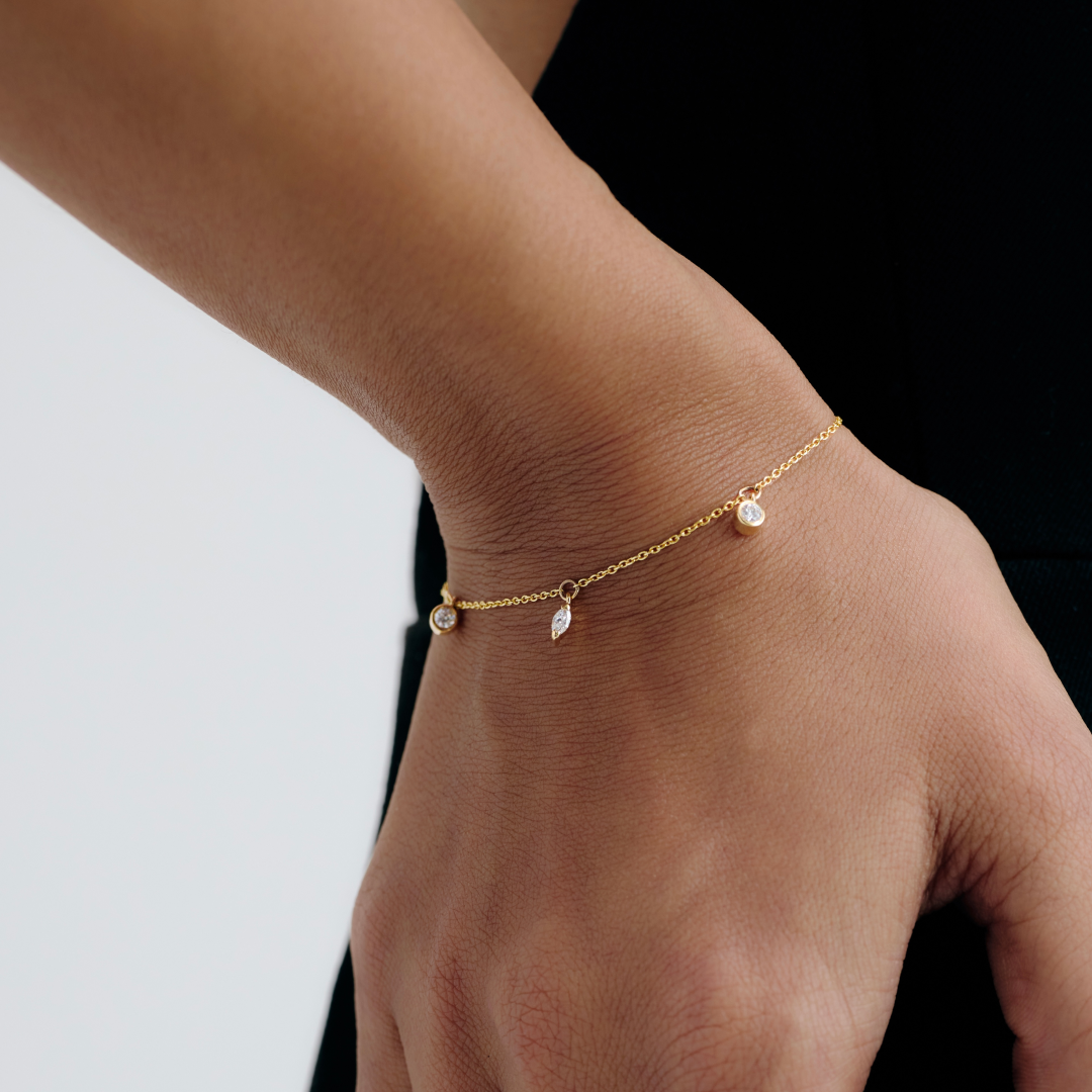Lab-Grown Diamond Drop Charm Chain Bracelet