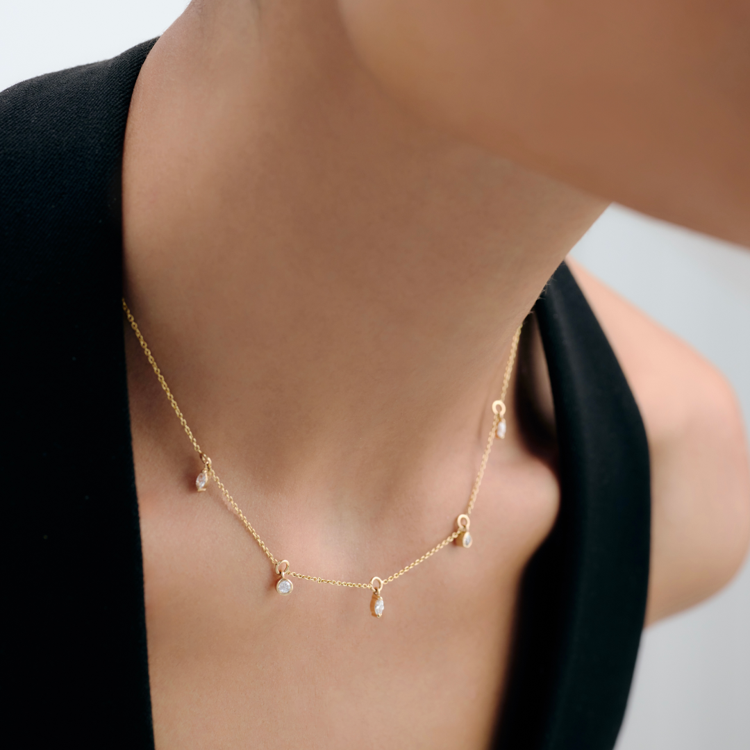 Lab-Grown Diamond Drop Charm Chain Necklace