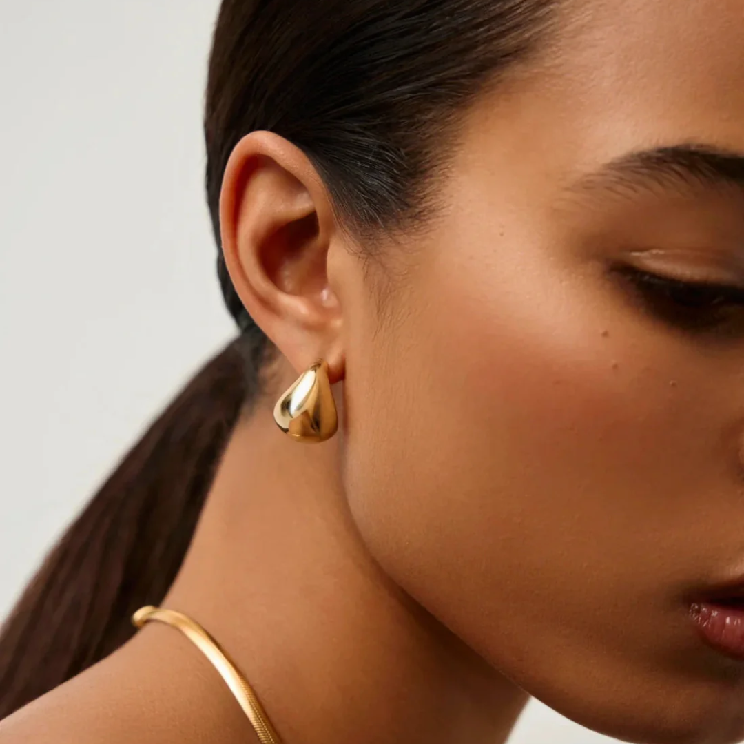 18K Gold Chubby Domed Hoops
