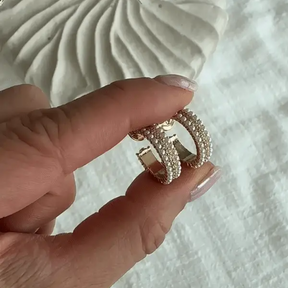 Adelaide Pearl Pave Hoop Earrings