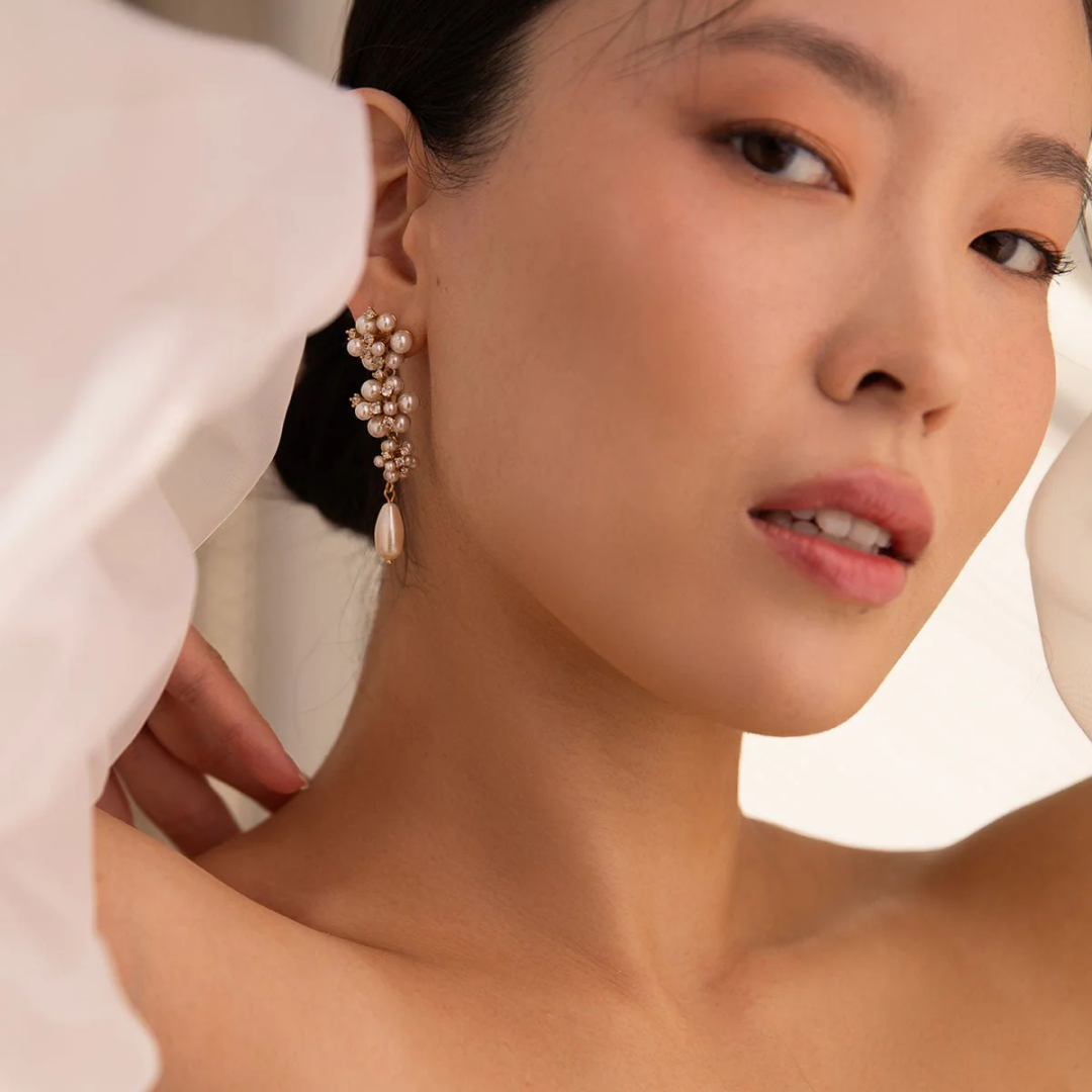 14K Gold Plated Statement Blanchette Drop Earrings