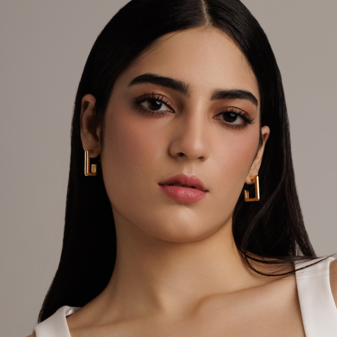 18K Gold Plated Square Hoop Earrings