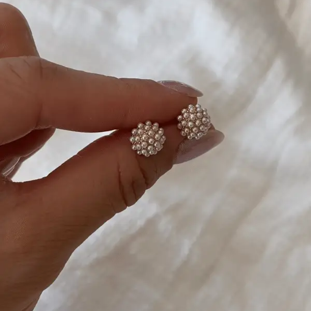 Mini Domed Pearl Pave Studs