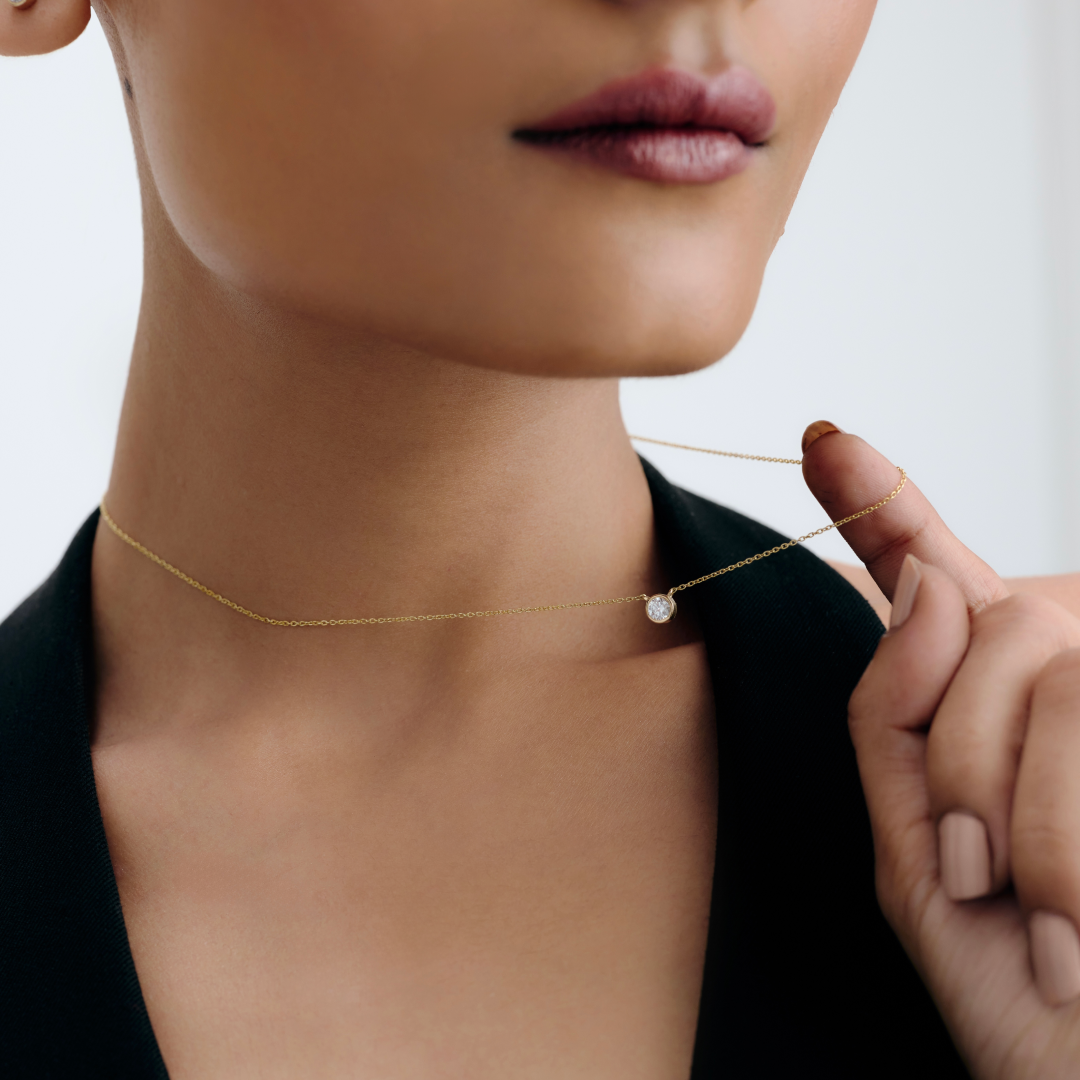 Lab-Grown Round Diamond Pendant Necklace