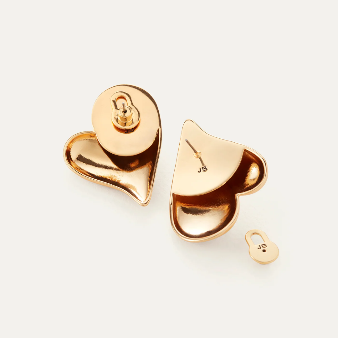 14K Gold Plated Mega Art Heart Earrings