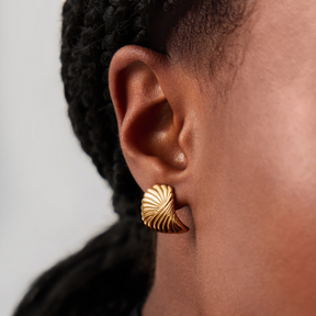 18K Gold Plated Wavy Ripple Stud Earrings