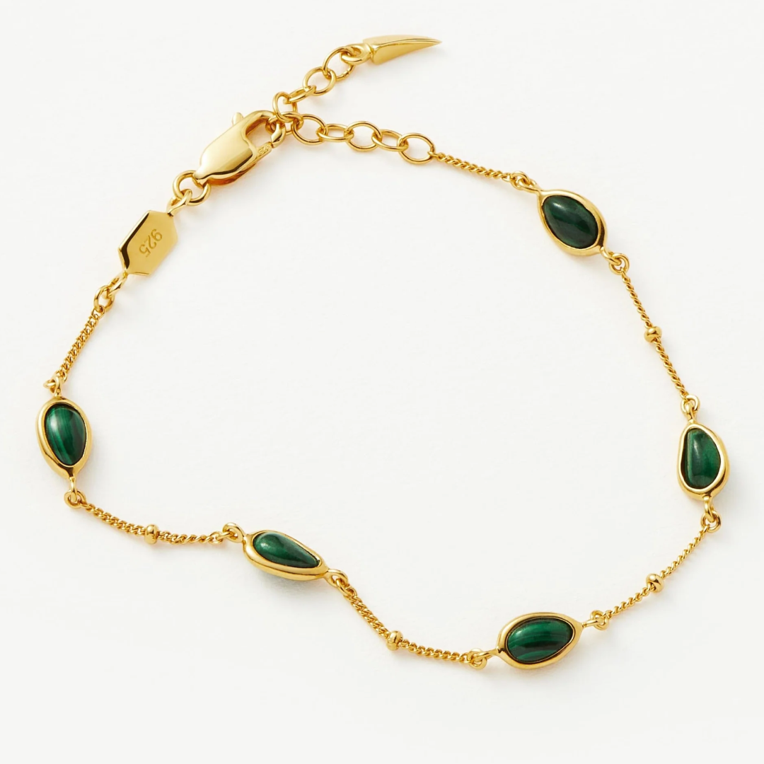 18K Gold Magma Gemstone Charm Bracelet