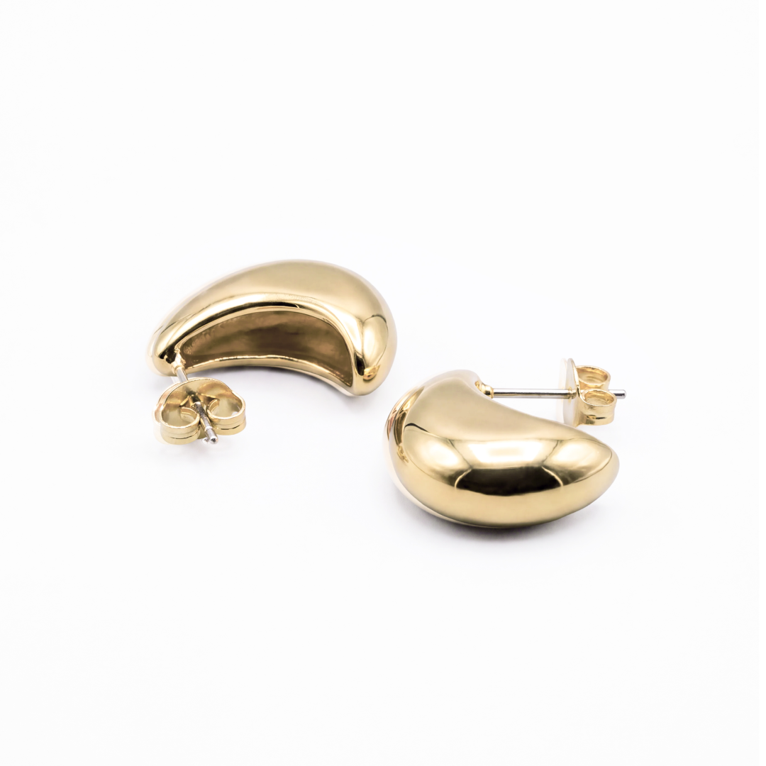 14K Gold Plated Puffy Dome Earrings