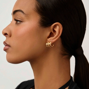 18K Gold Plated Triple Hoops