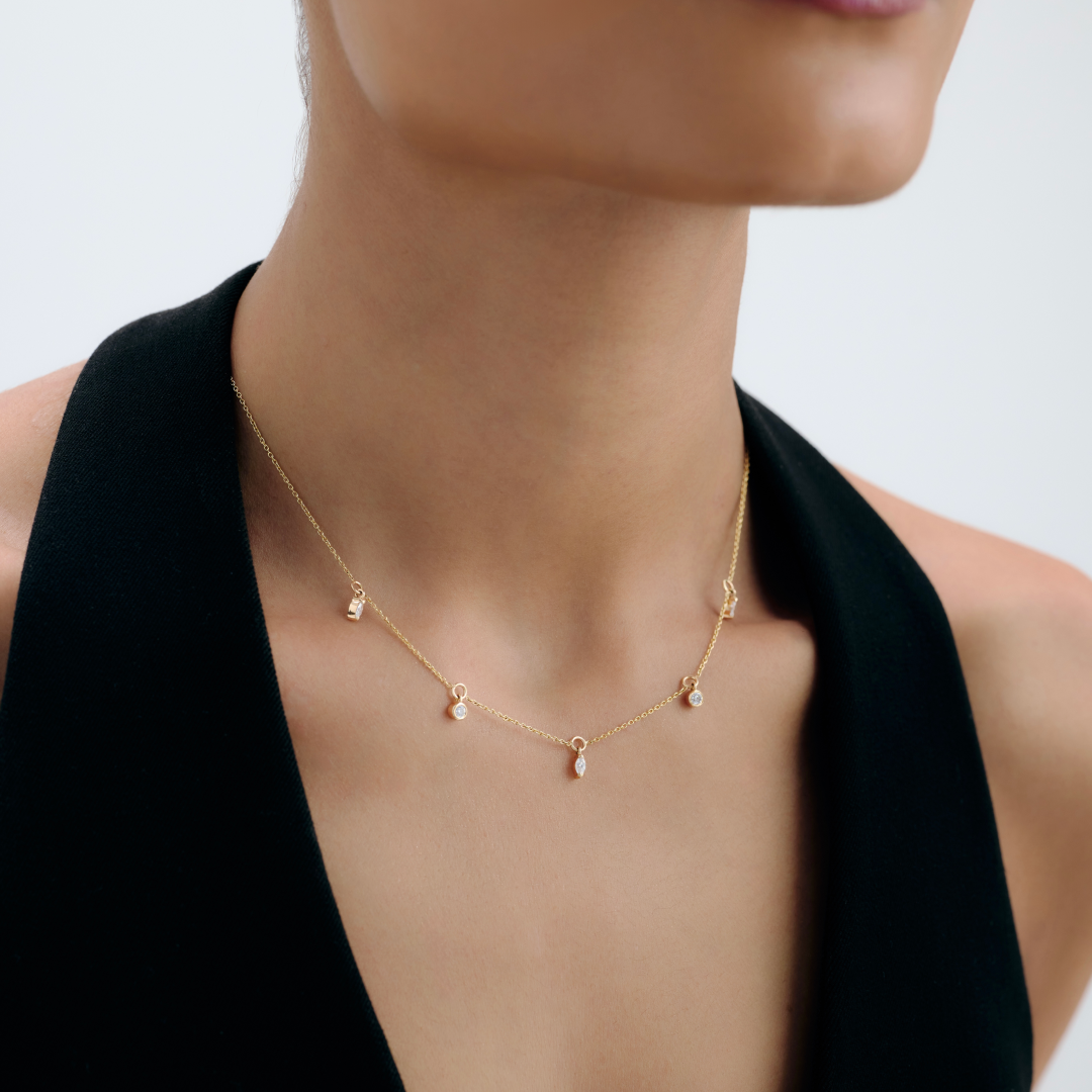 Lab-Grown Diamond Drop Charm Chain Necklace