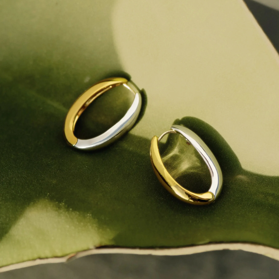 Two-Toned Savi Hoop Earrings