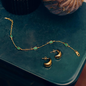 18K Gold Magma Gemstone Charm Bracelet