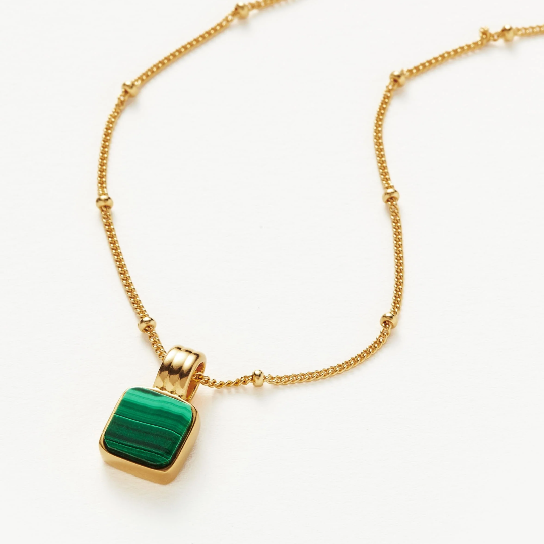 Lucy Williams Square Malachite Pendant Necklace