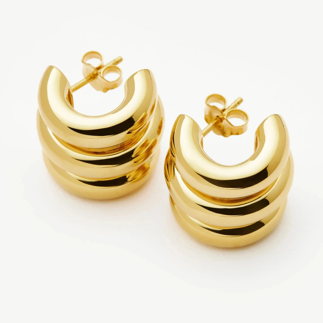 18K Gold Plated Triple Hoops