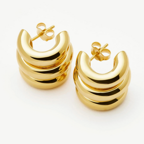 18K Gold Plated Triple Hoops