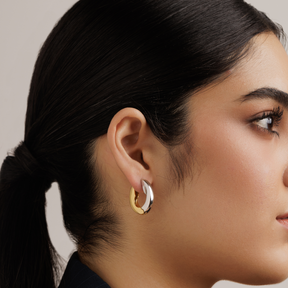 Two-Tone U-Shaped Hoop Earrings