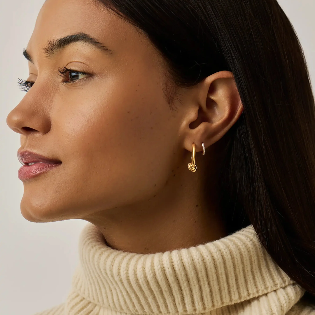 Lucy Williams Pavé Knot Hoop Earrings