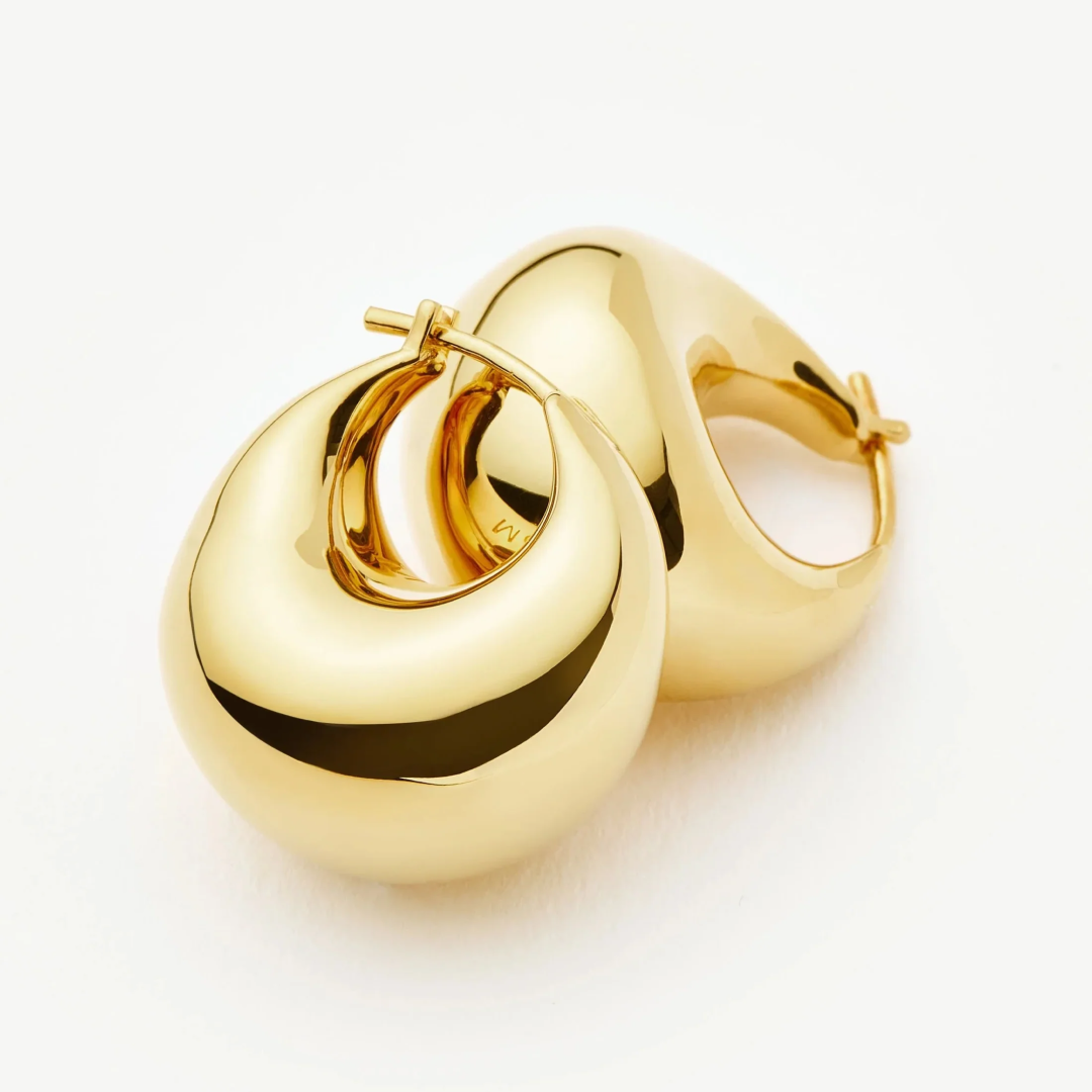 18K Gold Chubby Domed Hoops