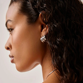 Rhodium Silver Plated Triple Hoops