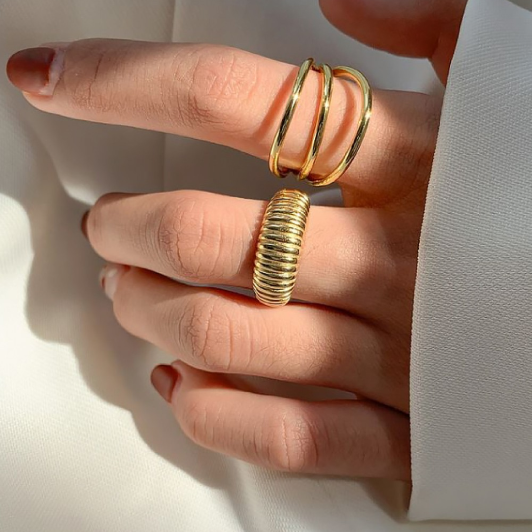 18K Gold Vermeil Ridged Ring