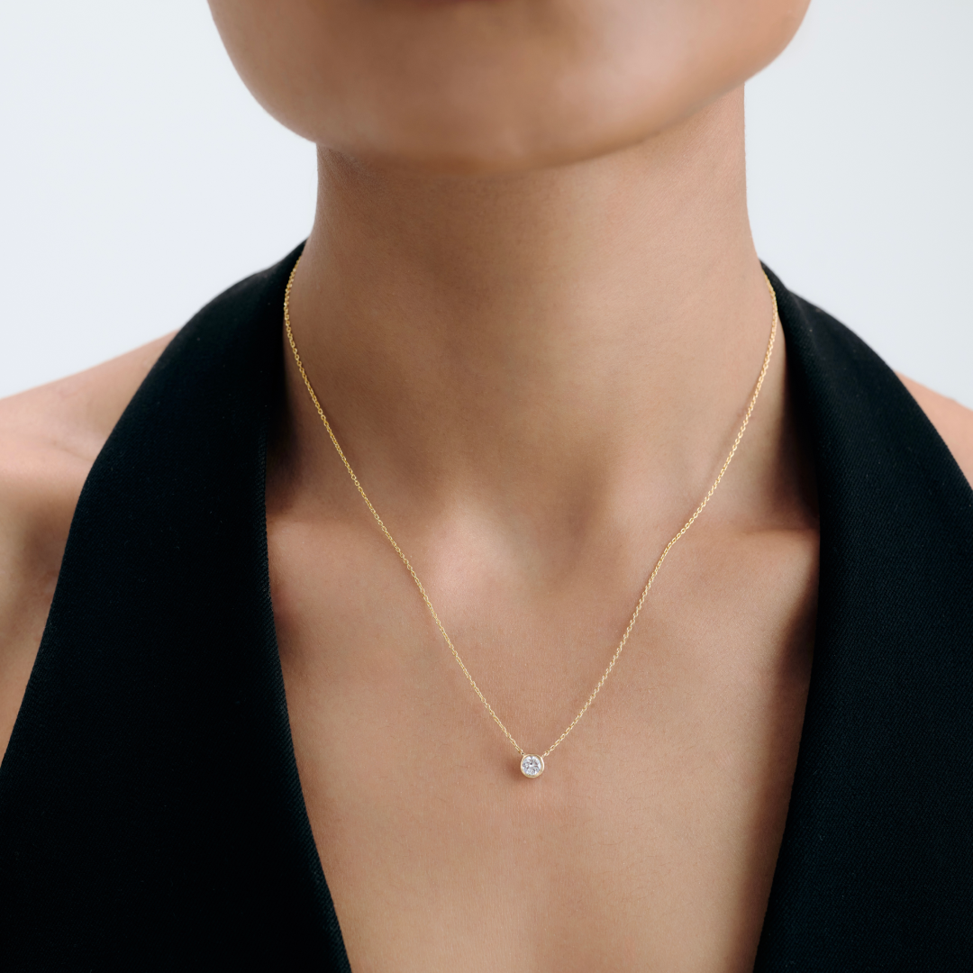 Lab-Grown Round Diamond Pendant Necklace