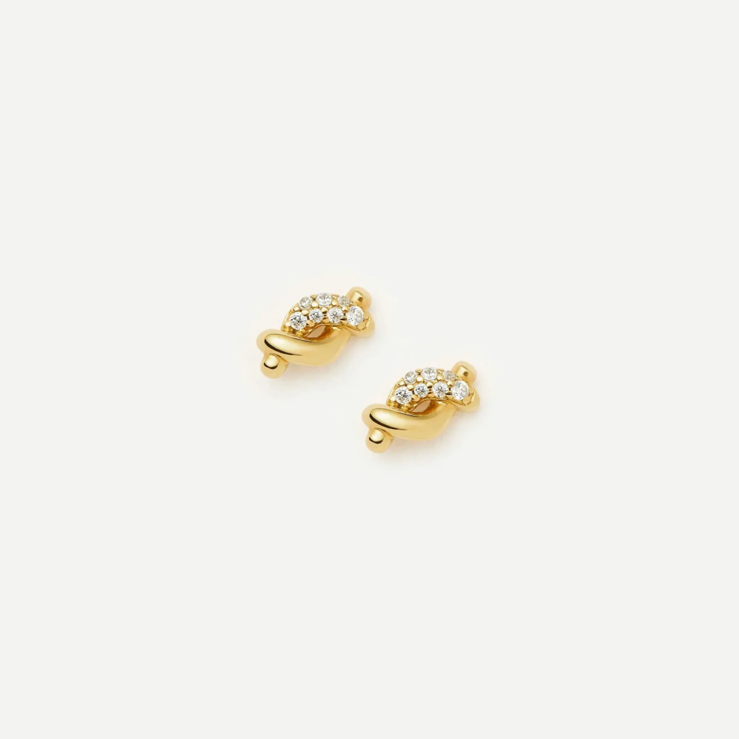18K Gold Molten Snow Stud Earrings