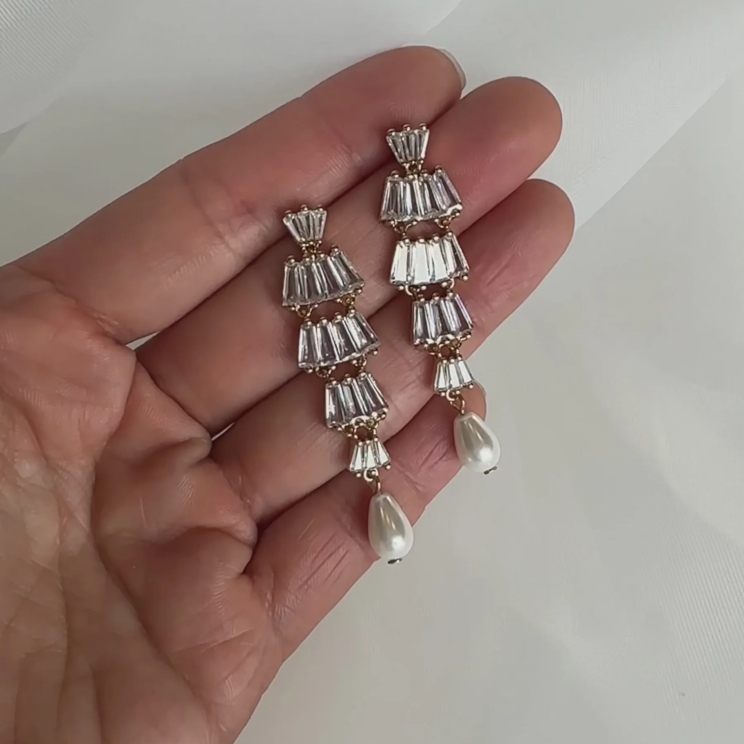 Rhodium Silver Elora Drop Earrings