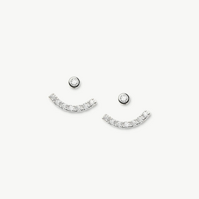 Silver Tennis Ear Jacket Stud Earrings