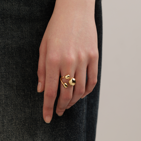 Adjustable Triple Motif Statement Ring