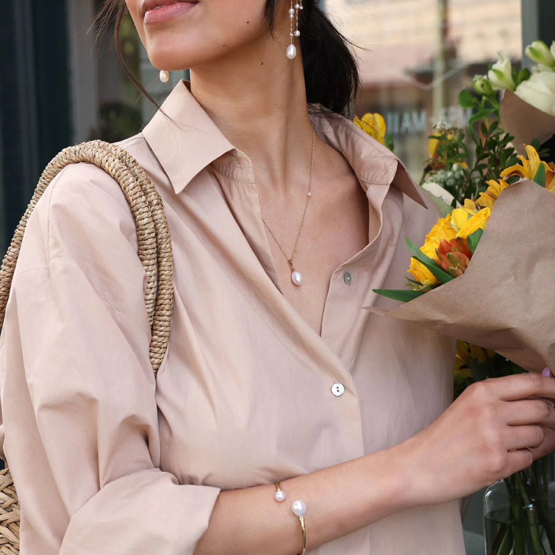 Nara Adjustable Pearl Cuff Bracelet