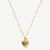 Ridged Heart Charm Pendant Necklace