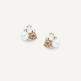 Ayla Pearl & Crystal Cluster Studs