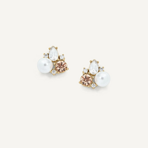 Ayla Pearl & Crystal Cluster Studs