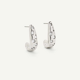 Rhodium Silver Fluid Ren Hoops
