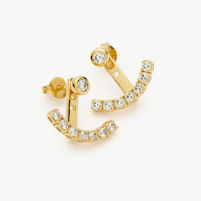 18K Gold Tennis Ear Jacket Stud Earrings
