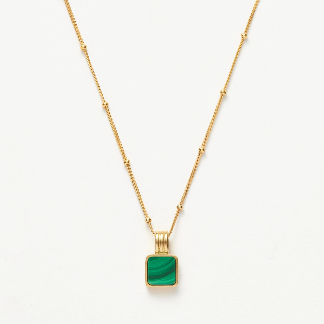 Lucy Williams Square Malachite Pendant Necklace