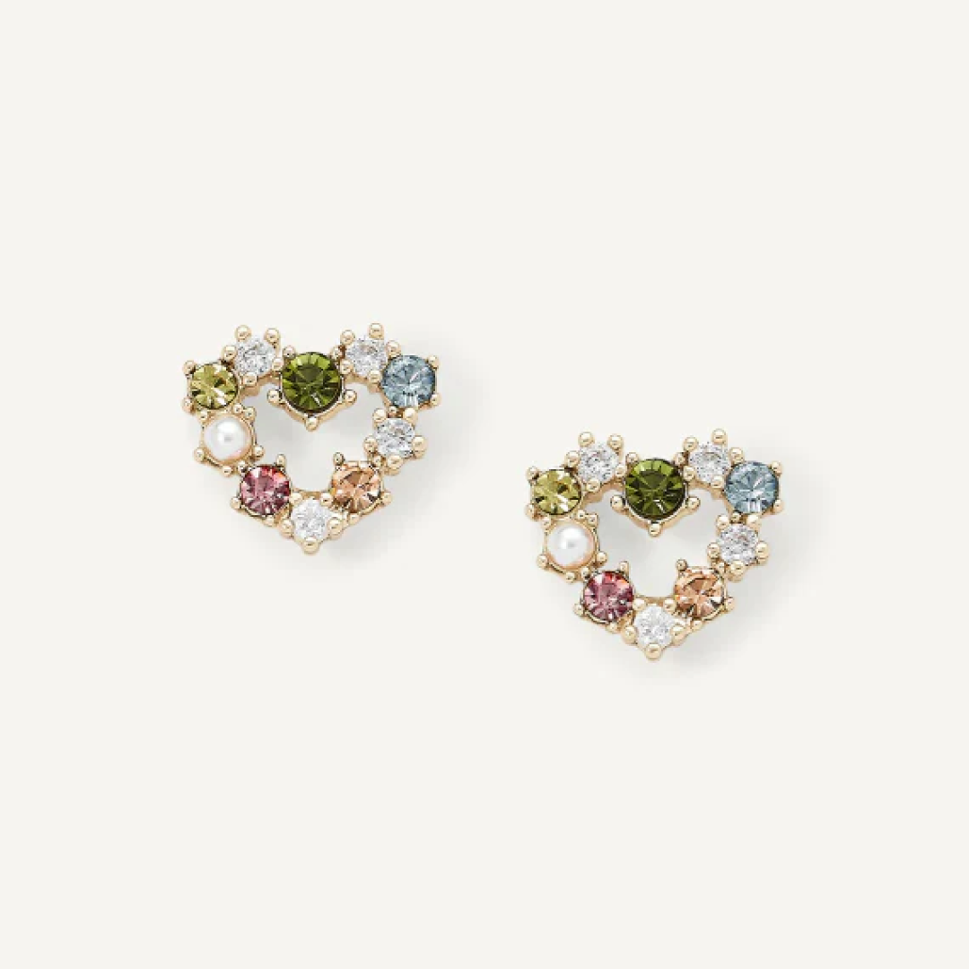 Yumi Heart-Shaped Crystal Studs