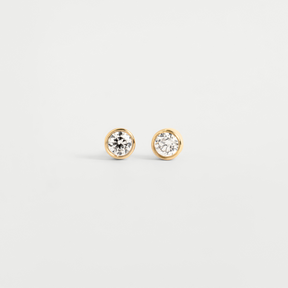14K Yellow Gold Round Diamond Studs