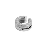 Rhodium Silver Pave Double Hoop Ear Cuff