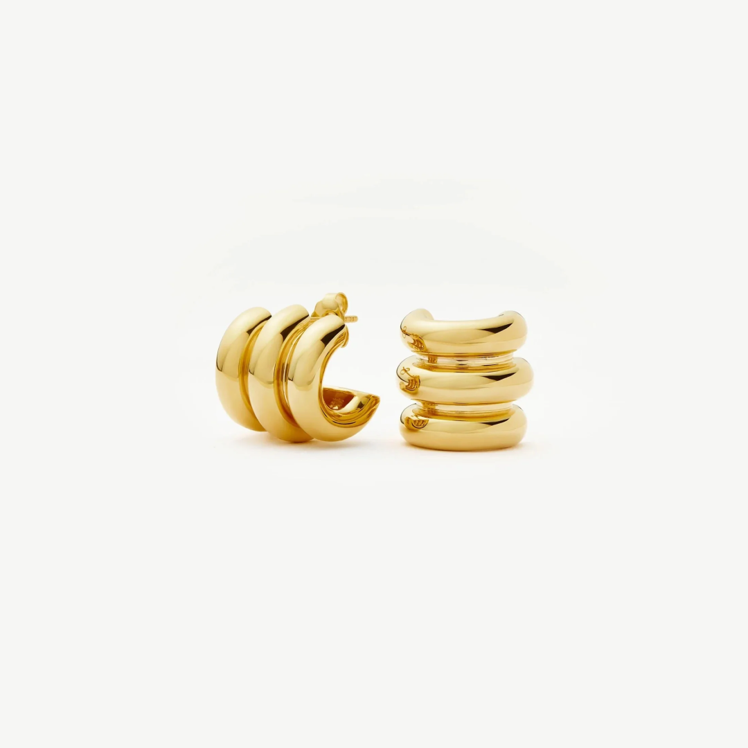 18K Gold Plated Triple Hoops
