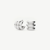 Rhodium Silver Plated Triple Hoops