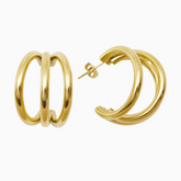 Gold Plated Tri-Hoop Earrings