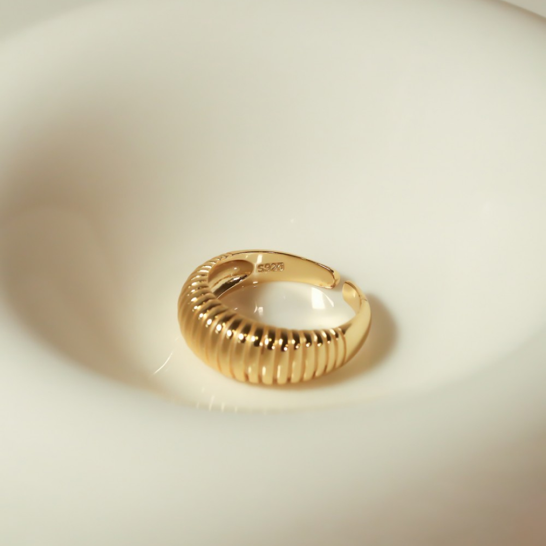 18K Gold Vermeil Ridged Ring