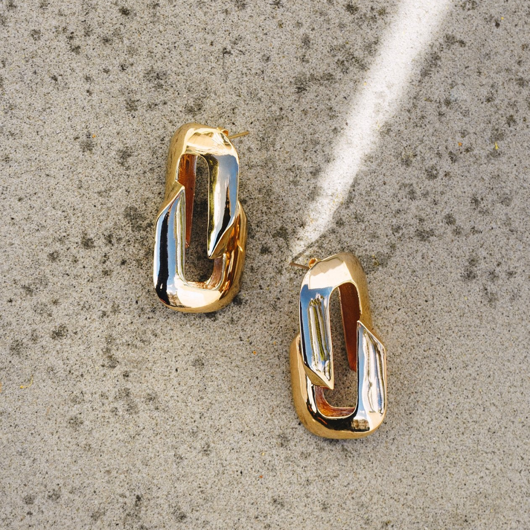 24K Gold Plated Chunky Link Earrings